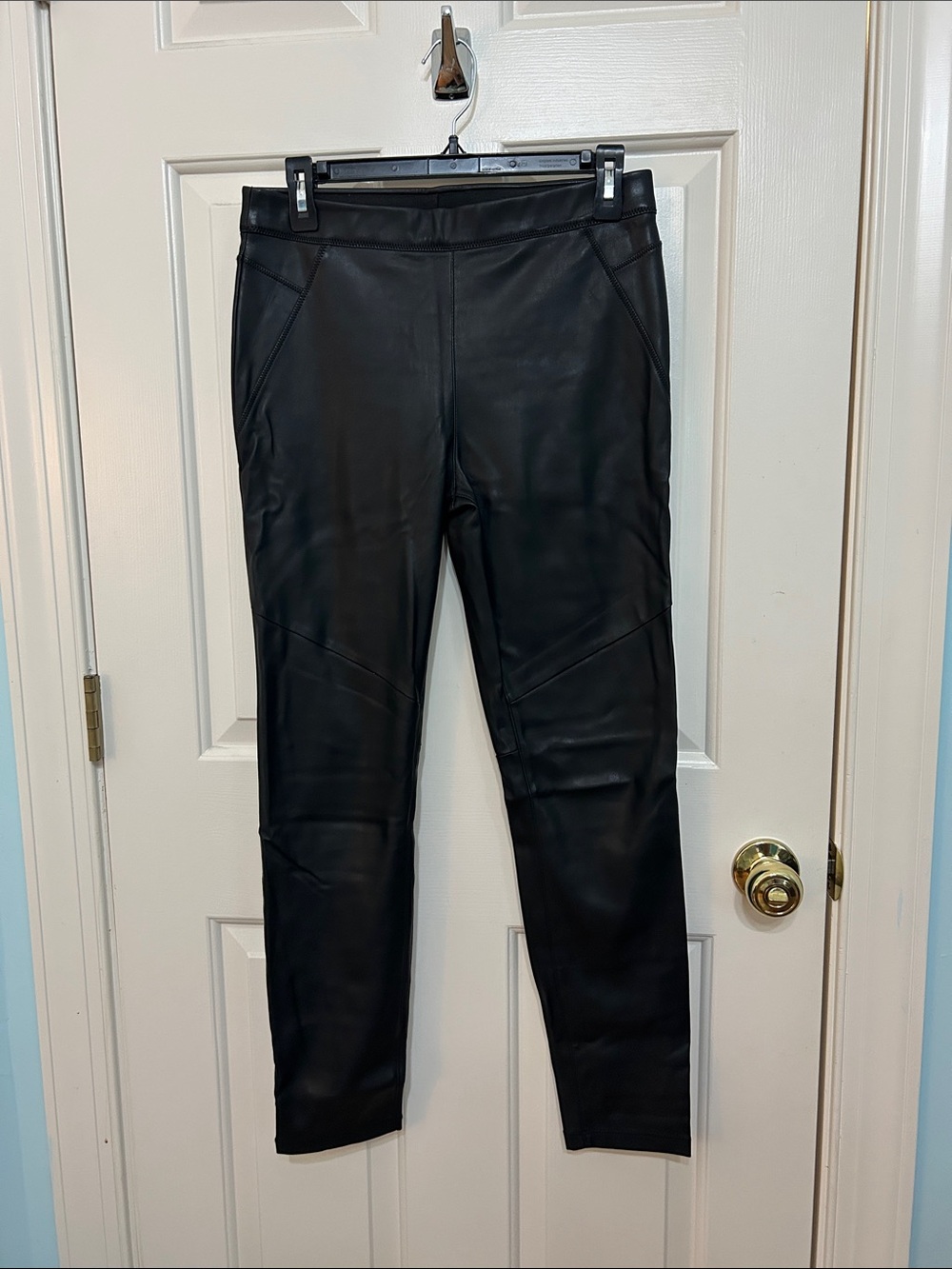 Free People Black Faux Leather Straight Leg Pants 28 size m
